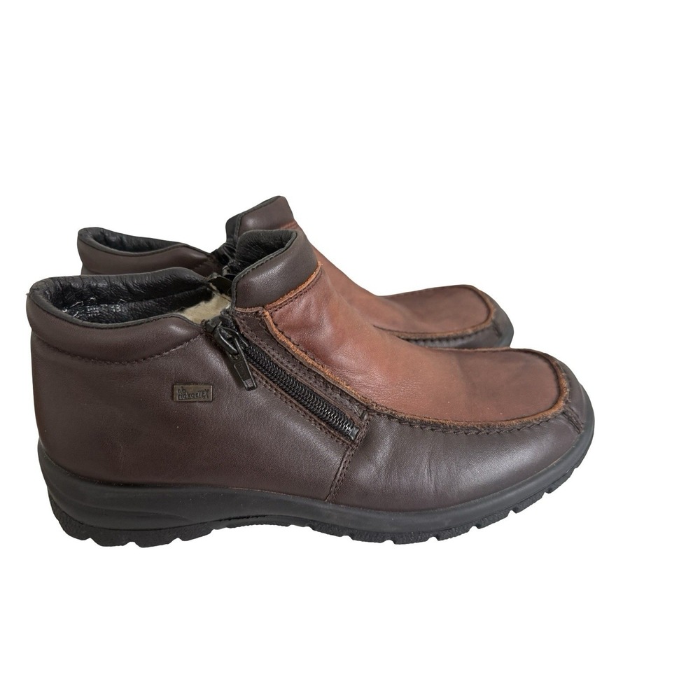 Rieker  TEX Womens Ankle Booties 2 tone Leather Wool Lined Side Zip  sz 39 8.5